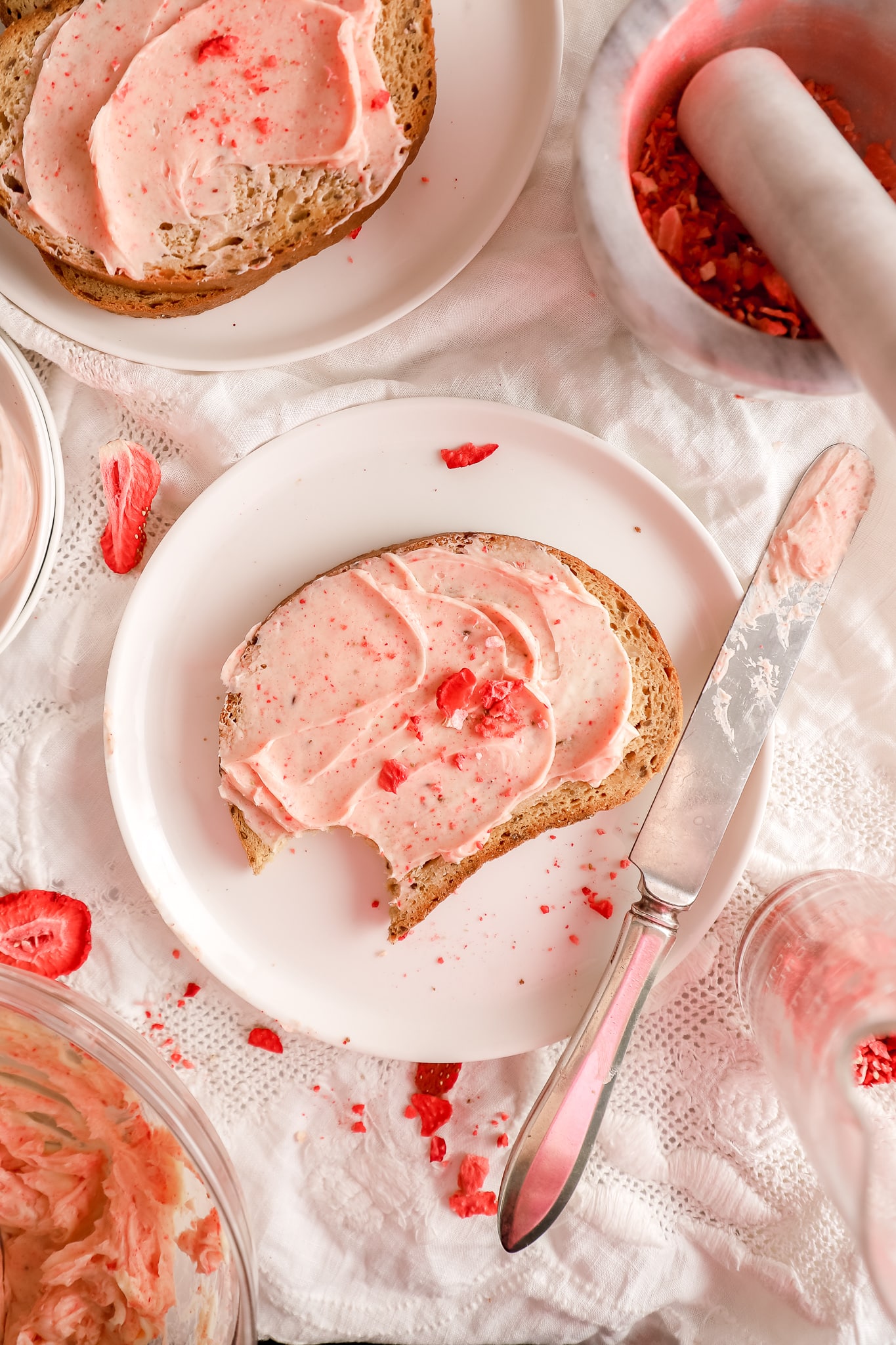 strawberry butter overhead shot on toast