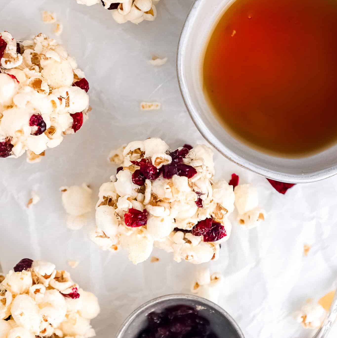 Cranberry Maple Syrup Popcorn Balls