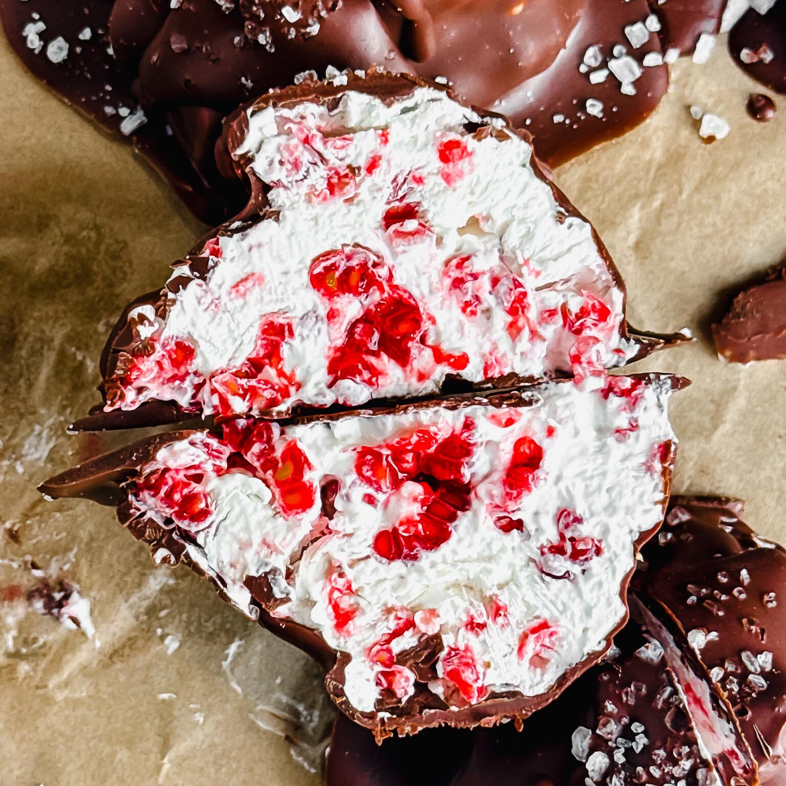Frozen Raspberry Whipped Cream Clusters Dipped in Chocolate - The ...